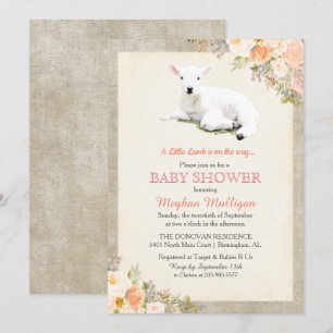 Invitation pour Baby Shower Little Lamb