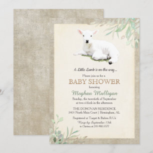 Invitation pour Baby Shower Little Lamb