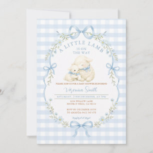 Invitation pour Baby Shower Little Lamb à carreaux