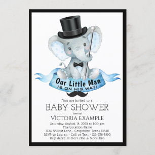 Invitation pour Baby Shower Little Man Dapper Elep