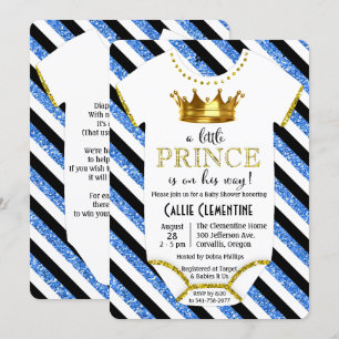 Invitation pour Baby Shower Little Prince Pailleté
