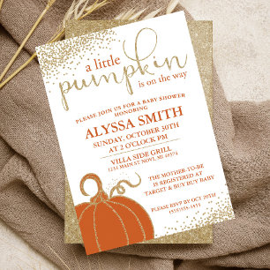 Invitation pour Baby Shower Little Pumpkin automne