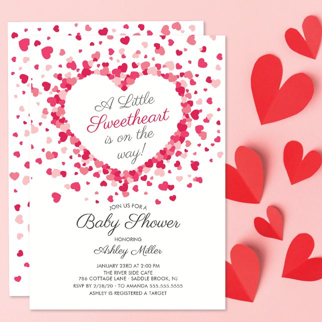 Invitation pour Baby Shower Little Sweetheart Hear (Créateur téléchargé)