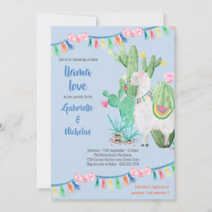 Invitation pour Baby Shower Llama Bébé Garçon Llam