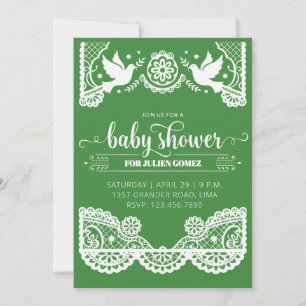 Invitation pour Baby Shower Papel Picado Mexicain 