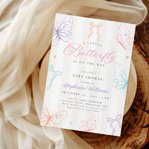 Invitation pour Baby Shower Papillons Colorés