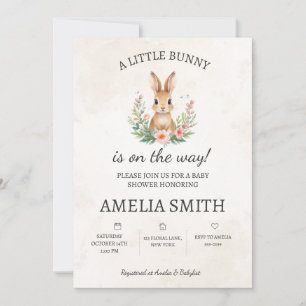 Invitation pour Baby Shower Petit Lapin Bohème N