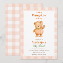 Invitation pour Baby Shower Petite Citrouille Ours