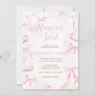 Invitation pour Baby Shower Pink Cloud Bow