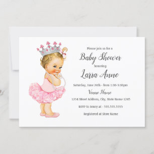 Invitation pour Baby Shower Princesse Rose