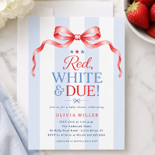 Invitation pour Baby Shower Red White & Due