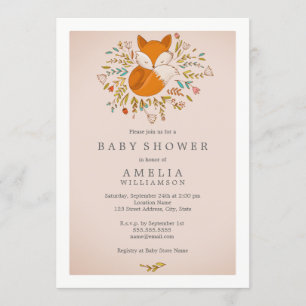 Invitation pour Baby Shower Renard des Bois Rose D