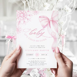 Invitation pour Baby Shower Rose 'Bébé il fait fro