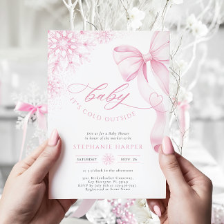 Invitation pour Baby Shower Rose 'Bébé il fait fro