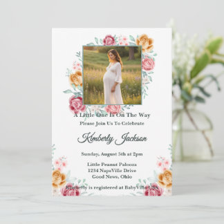 Invitation pour Baby Shower Rose Dorée
