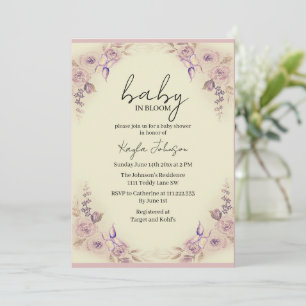 Invitation pour Baby Shower Roses Rouges et Papill