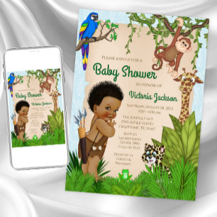 Invitation pour Baby Shower Safari Fille aux Cheve