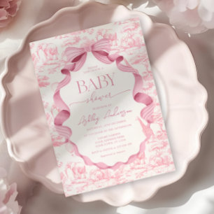 Invitation pour Baby Shower Safari Toile Rose