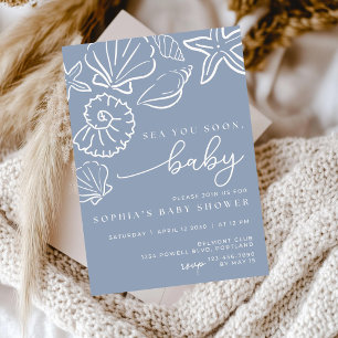Invitation pour Baby Shower Sea you Soon, Thème Co