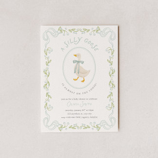 Invitation pour Baby Shower Silly Goose Fleurs Ble