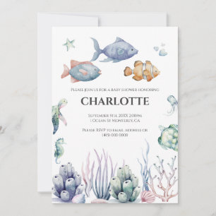 Invitation pour Baby Shower "Sous l'océan" avec QR