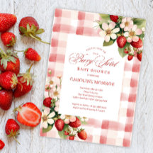 Invitation pour Baby Shower Strawberry Berry Sweet