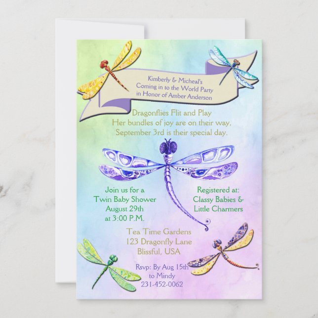 Invitation pour Baby Shower sur le thème de la lib (Devant)