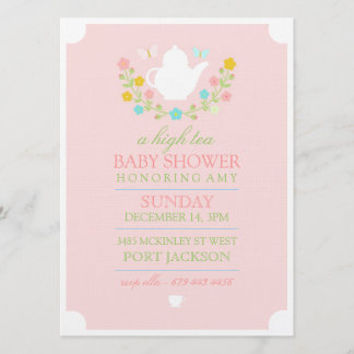 Invitation pour Baby Shower sur le thème de thé ro