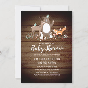 Invitation pour Baby Shower Sweet Woodland Wood