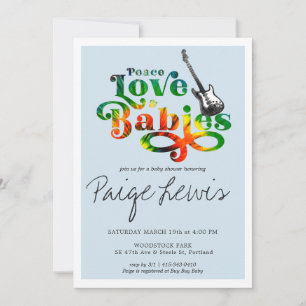 Invitation pour Baby Shower Tie Dye Hippie