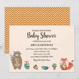 Invitation pour Baby Shower Tribal Animal Sweet