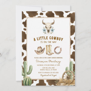 Invitation pour Baby Shower Western Little Cowboy