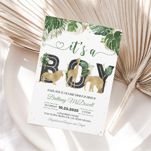 Invitation pour Baby Shower Wild One Jungle Boy Go