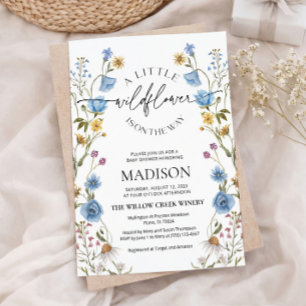 Invitation pour Baby Shower Wildflower Bleu