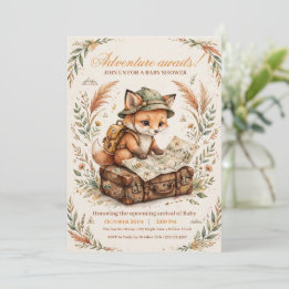 Invitation pour Baby Shower Woodland Fox Explorer,