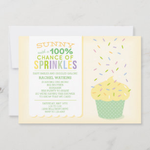 Invitation pour Baby Sprinkle Cupcake Jaune