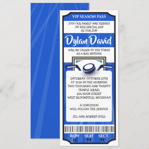 Invitation pour Bar Mitzvah avec BILLET DE HOCKEY