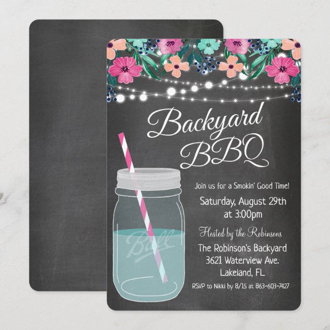 Invitation pour barbecue dans la cour dans un pot  (Devant / Derrière)
