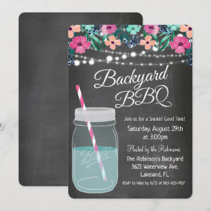 Invitation pour barbecue dans la cour dans un pot