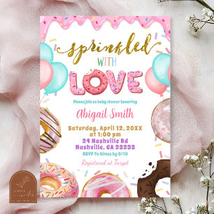 Invitation pour bébé avec donuts pastel rose et sp