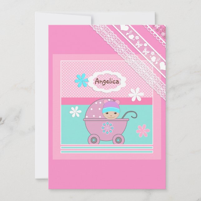 Invitation Pour bébé fille (Devant)