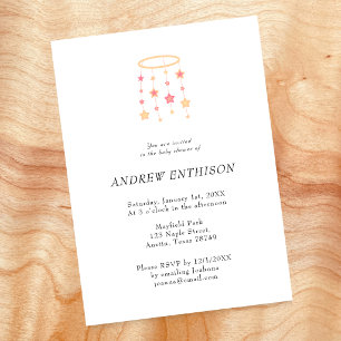 Invitation pour bébé garçon avec mobile étoile ora