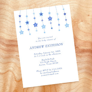Invitation pour bébé garçon Blue String of Stars