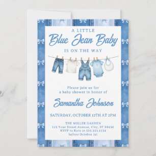 Invitation pour bébé garçon en bleu de jean