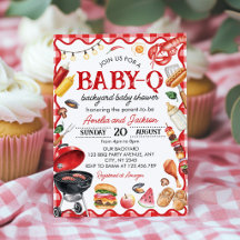 Invitation pour bébé Q barbecue de jardin pour béb