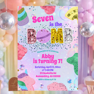 Invitation pour bombe de bain pastel arc-en-ciel à