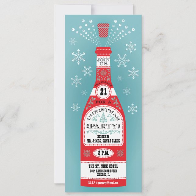 Invitation pour bouteille de champagne de fête de  (Devant)