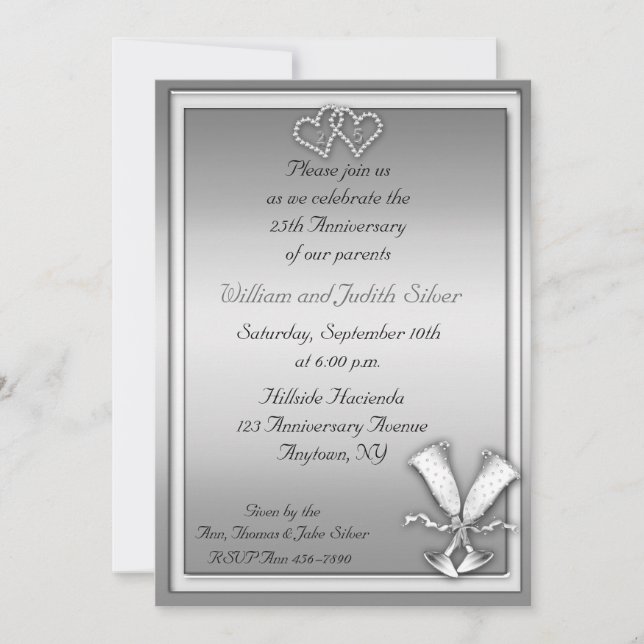 Invitation pour Champagne d'anniversaire 25 ans (Devant)