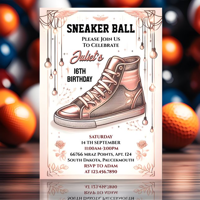 Invitation Pour Chic Shoe Girl Sweet 16 Basket Ball Anniversa (Créateur téléchargé)