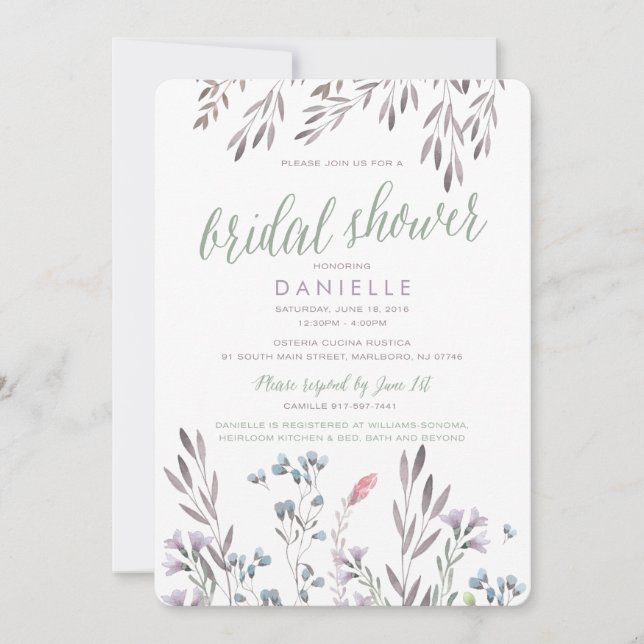 Invitation Pour Danielle - Fête des mariées Mariage Fleur sau (Devant)